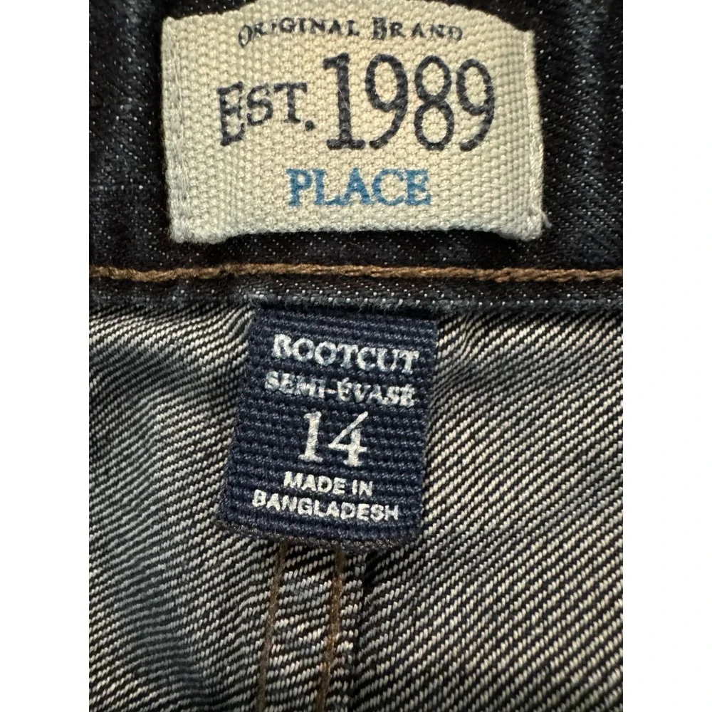 The Children's Place Girls Bootcut Jeans Youth 14 Dark Wash Adjustable Waist